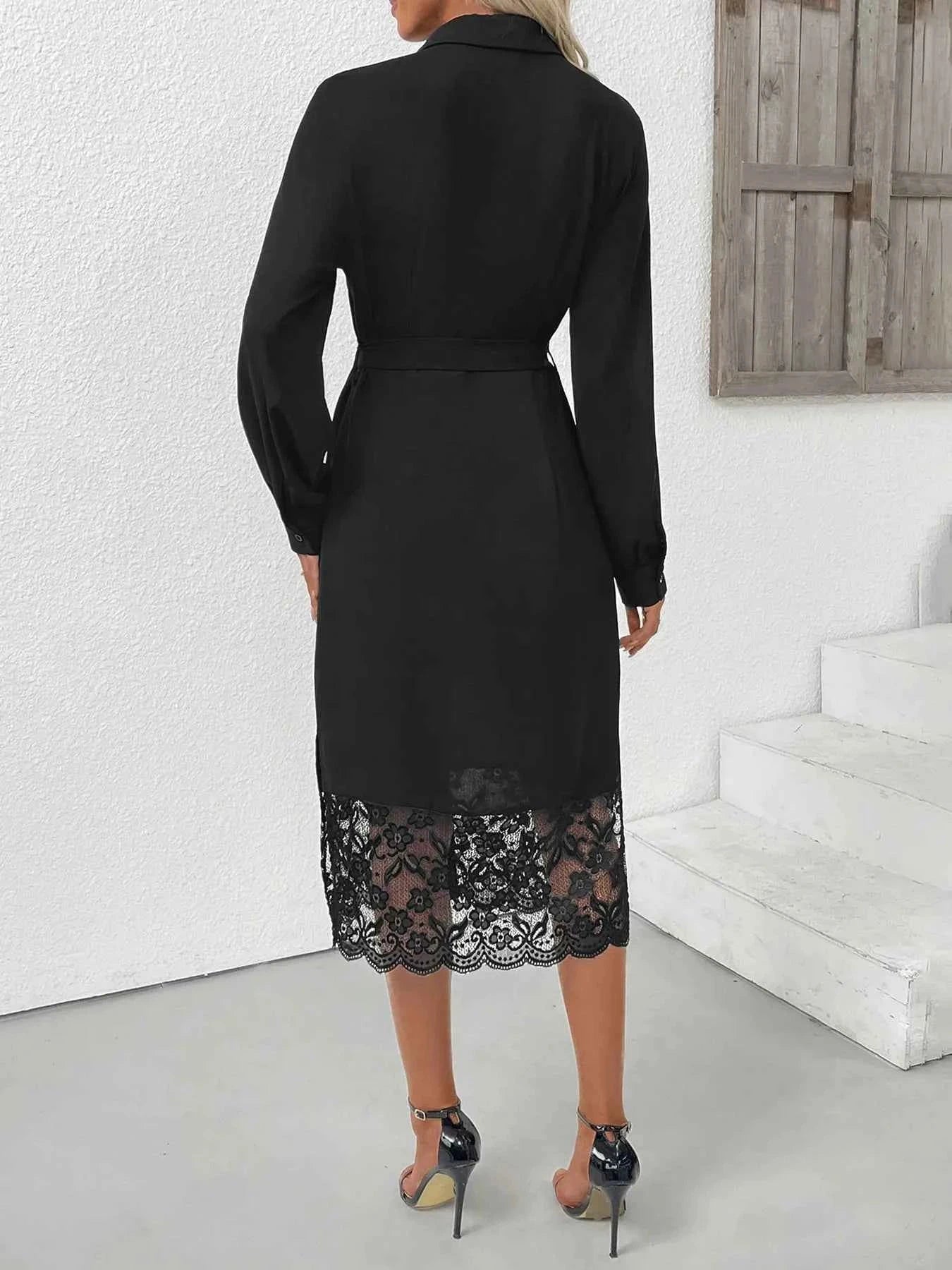 Lace Detail Button-Front Midi Shirt Dress da48fc0d24c1493bb196dfcf24330519-Max-Origin