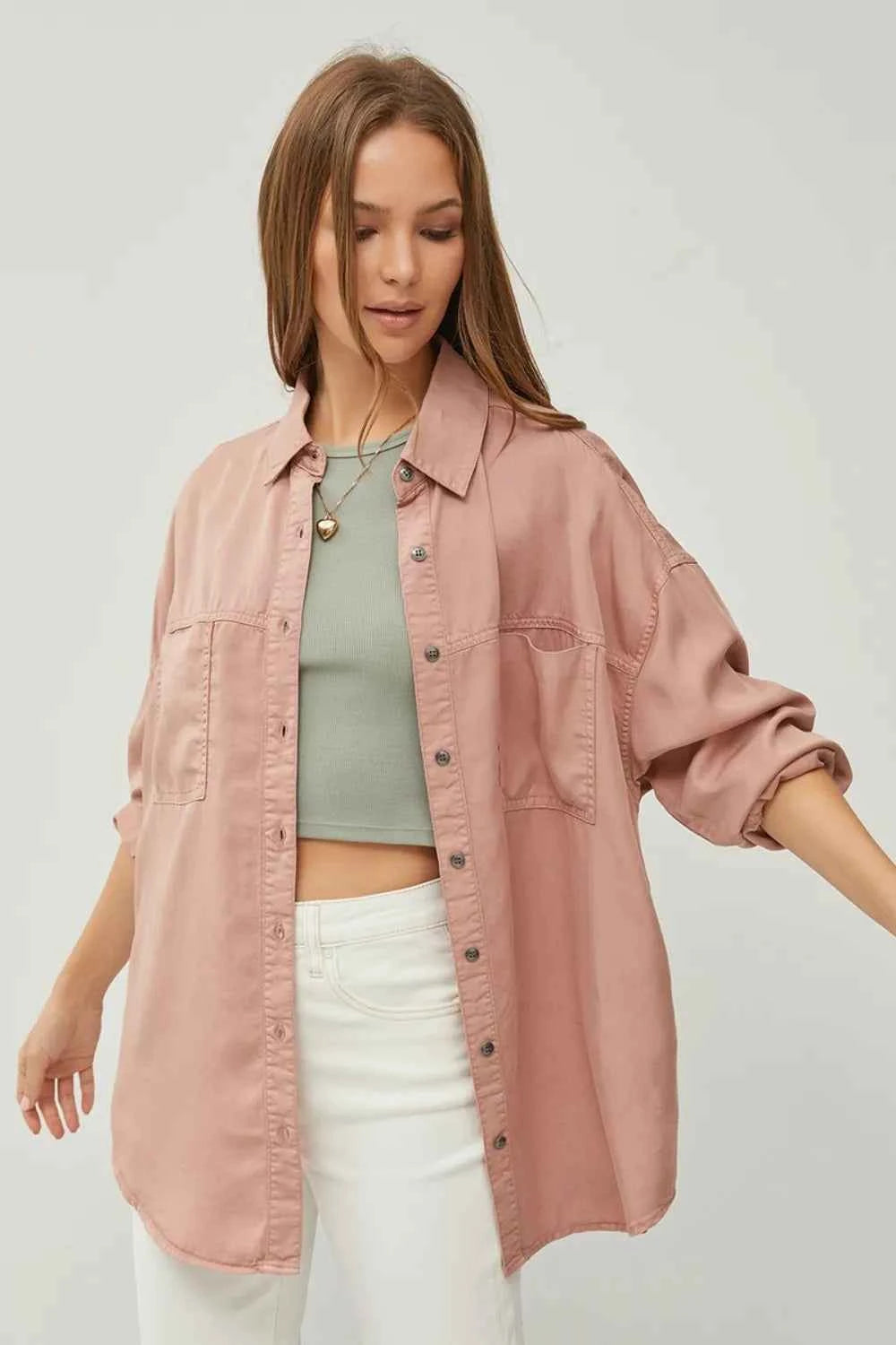 RISEN Full Size Button Up Long Sleeve Denim Shirt da566a1f-eed7-483e-951a-dd8f34f4a5bd-Max