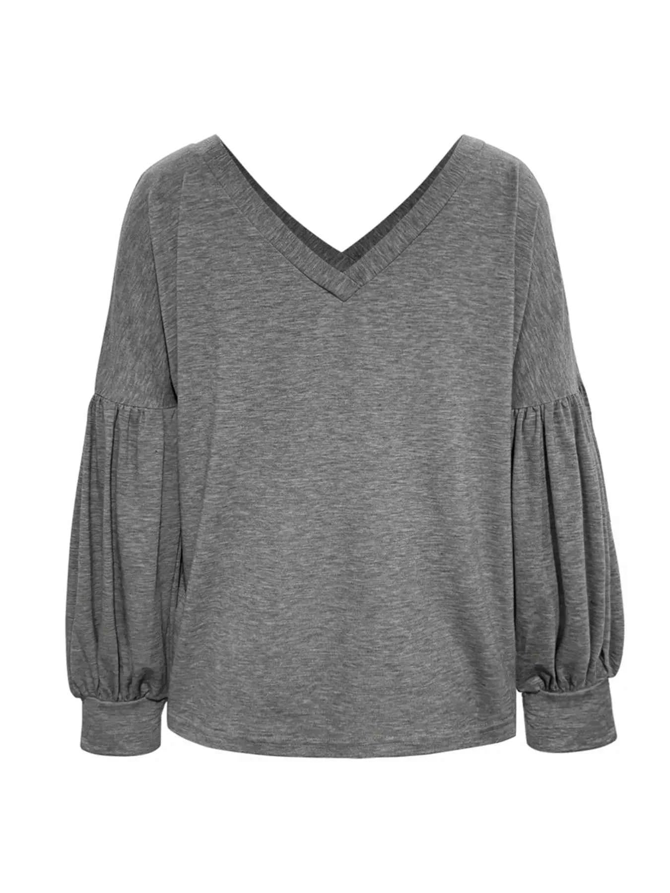 Oversized V-Neck Long Sleeve Blouse da58e8a0-6791-4d6b-8acd-8c74d96a670b-Max-Origin