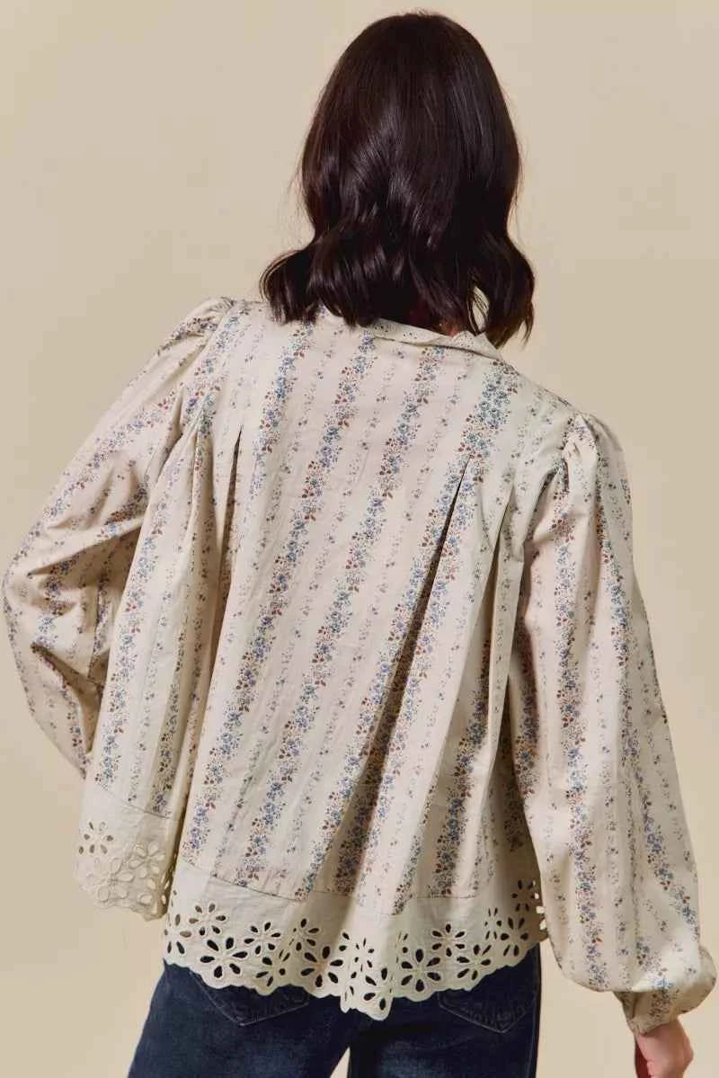 SO ME Floral Print Lace Button Down Shirt da724fa5d9444c63a2e1f9cbc38f7f90-Max-Origin