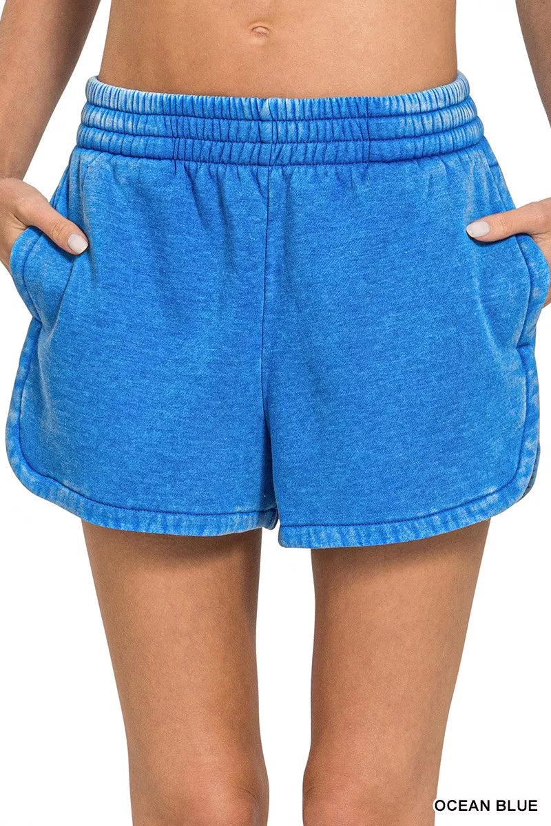 Zenana Acid Washed Elastic Waistband Dolphin Shorts OCEAN BLUE da8391088e7d4564abd9067bb384fa47-Max-Origin