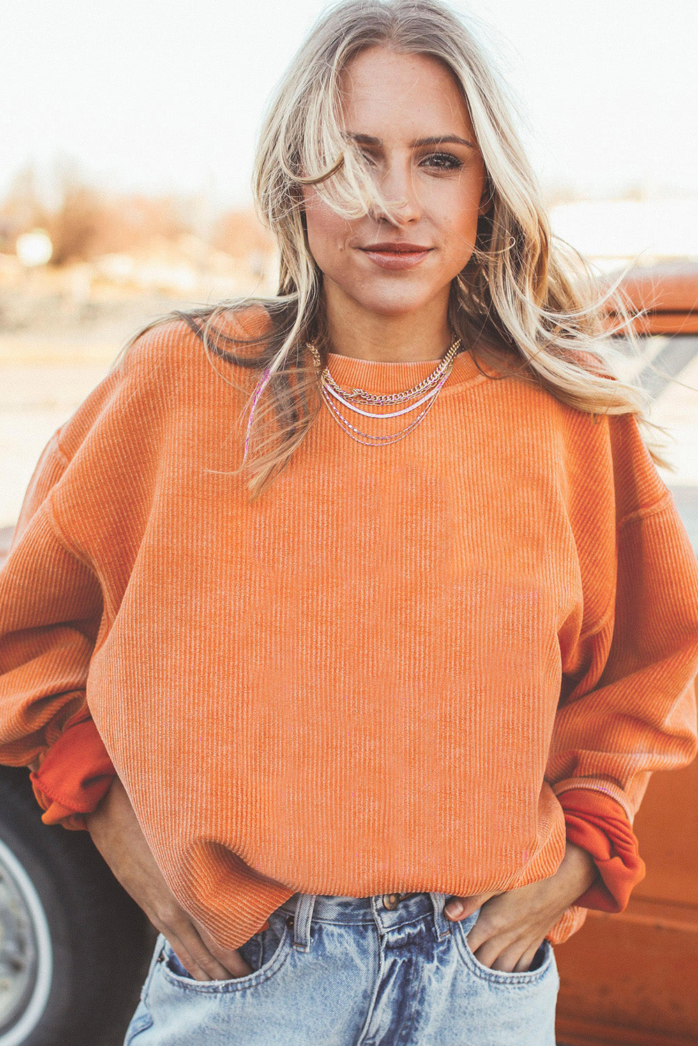 White Drop Shoulder Rib Knit Oversized Sweatshirt da8ab87b9b2e5d40