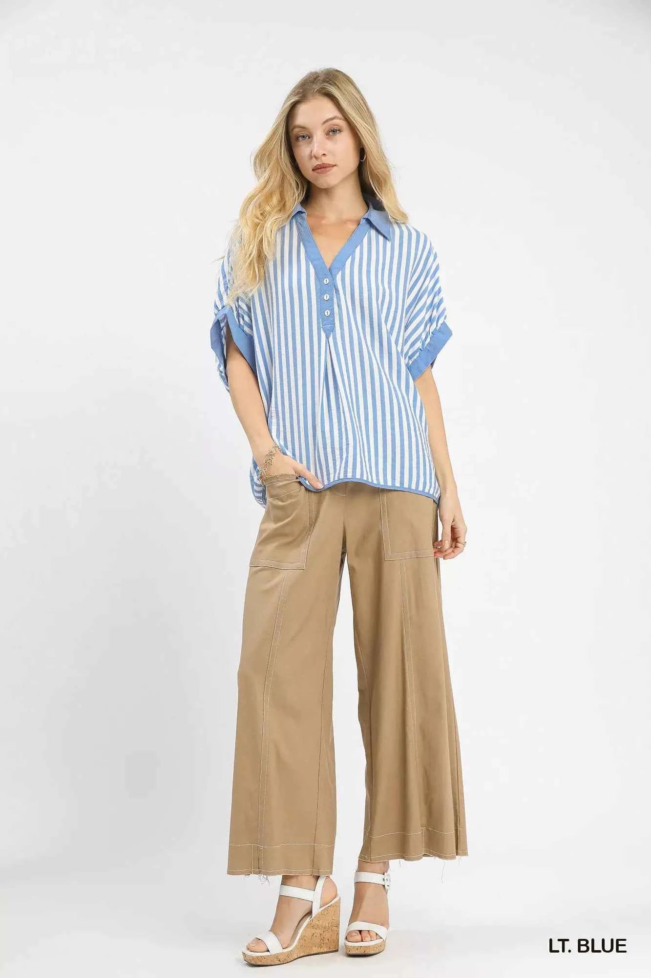 Umgee Stripe Collared Oversized Top da8c1d81-53bf-4271-992f-e62d9a99a5f0-Max-Origin