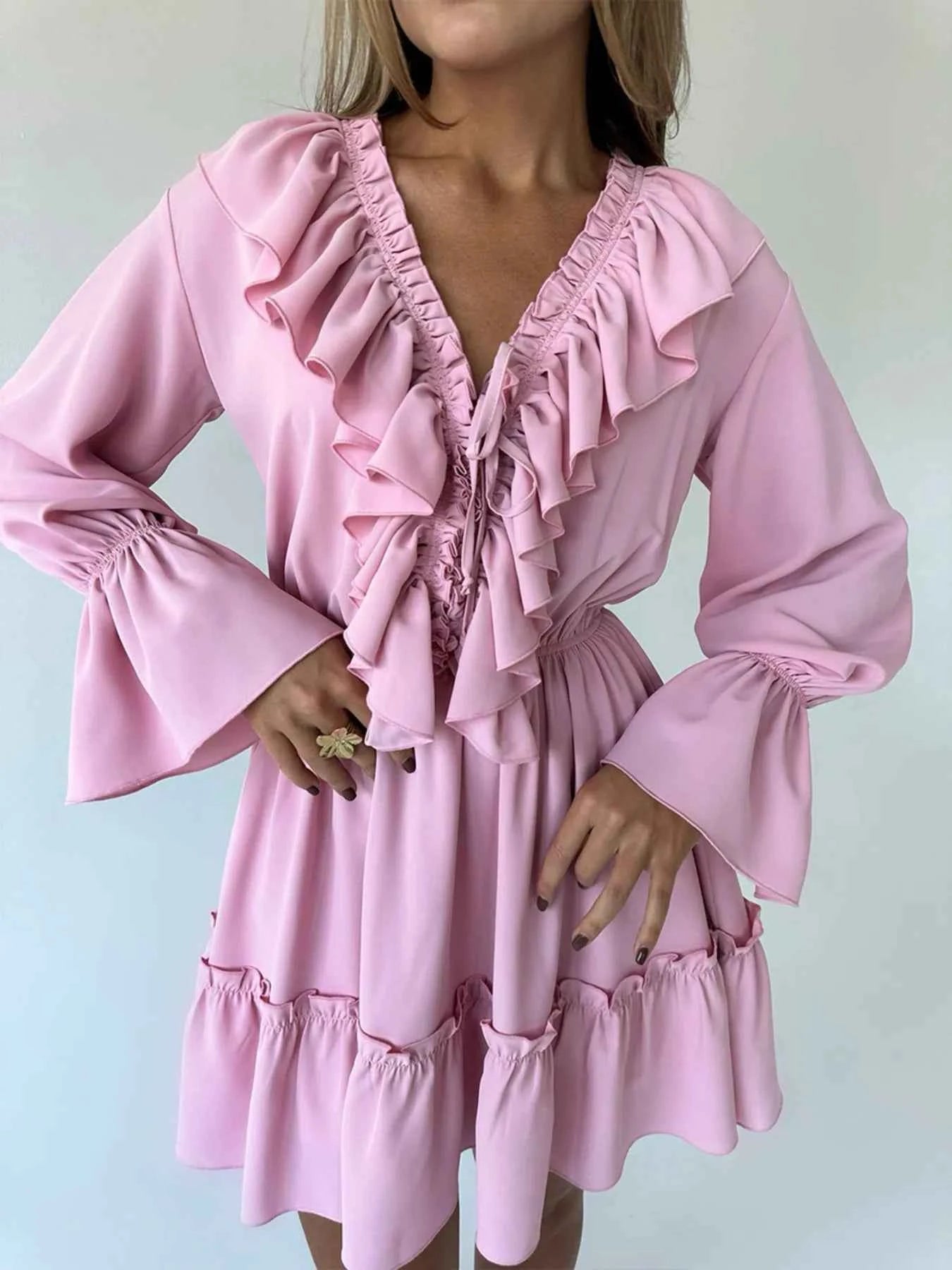 Ruffle Flounce Sleeve Mini Dress da947e0a82494cfba9052436bb5996f8-Max-Origin