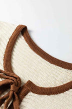 Contrast Trim Tie Front Ribbed Knit Sweater Vest da985fdf-b2b1-4068-be35-4bc6dd6c5649