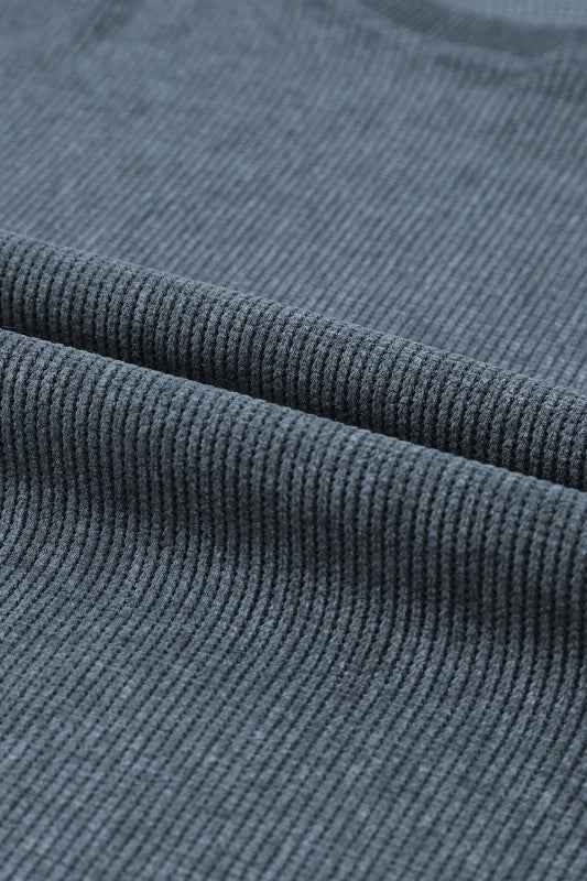 Solid Ribbed Knit Round Neck Pullover Sweatshirt dab50917-2320-4e9c-be28-5784da210a54