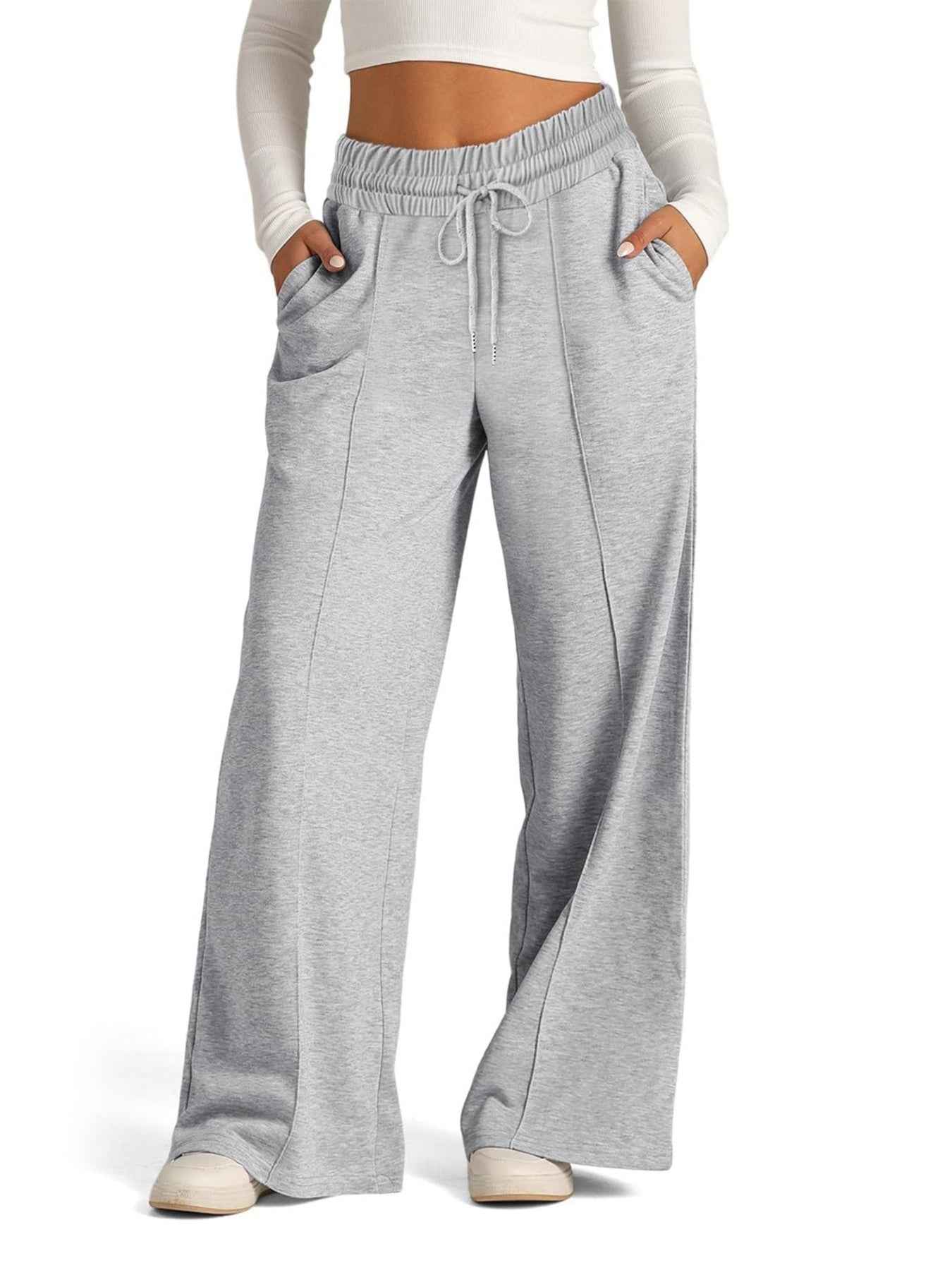 Wide Leg Drawstring Pants Light Gray dab78c36a35244039f261036d6a88eda-Max
