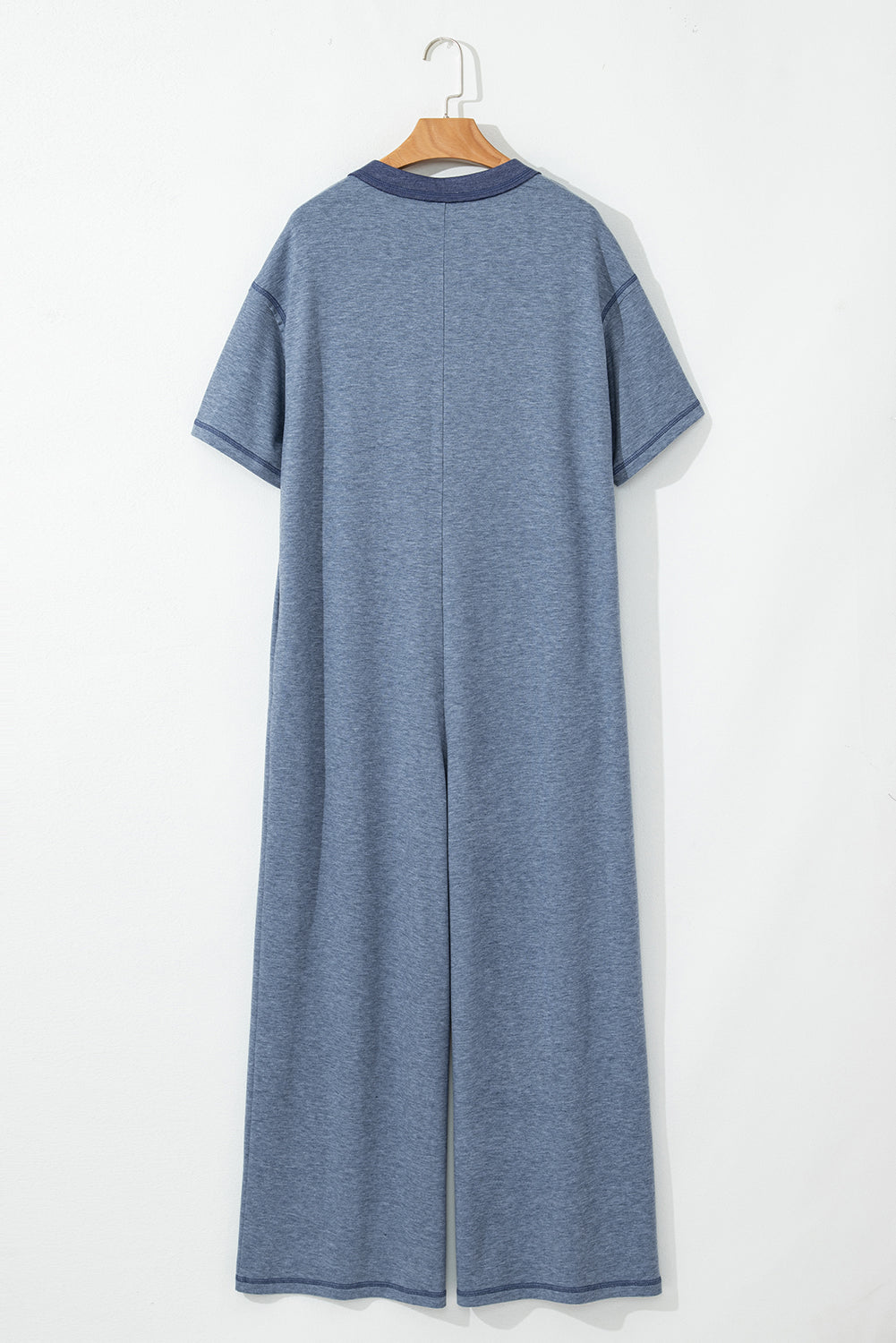 Beau Blue Patchwork Pocket Short Sleeve Jumpsuit dac99cb371a3479b