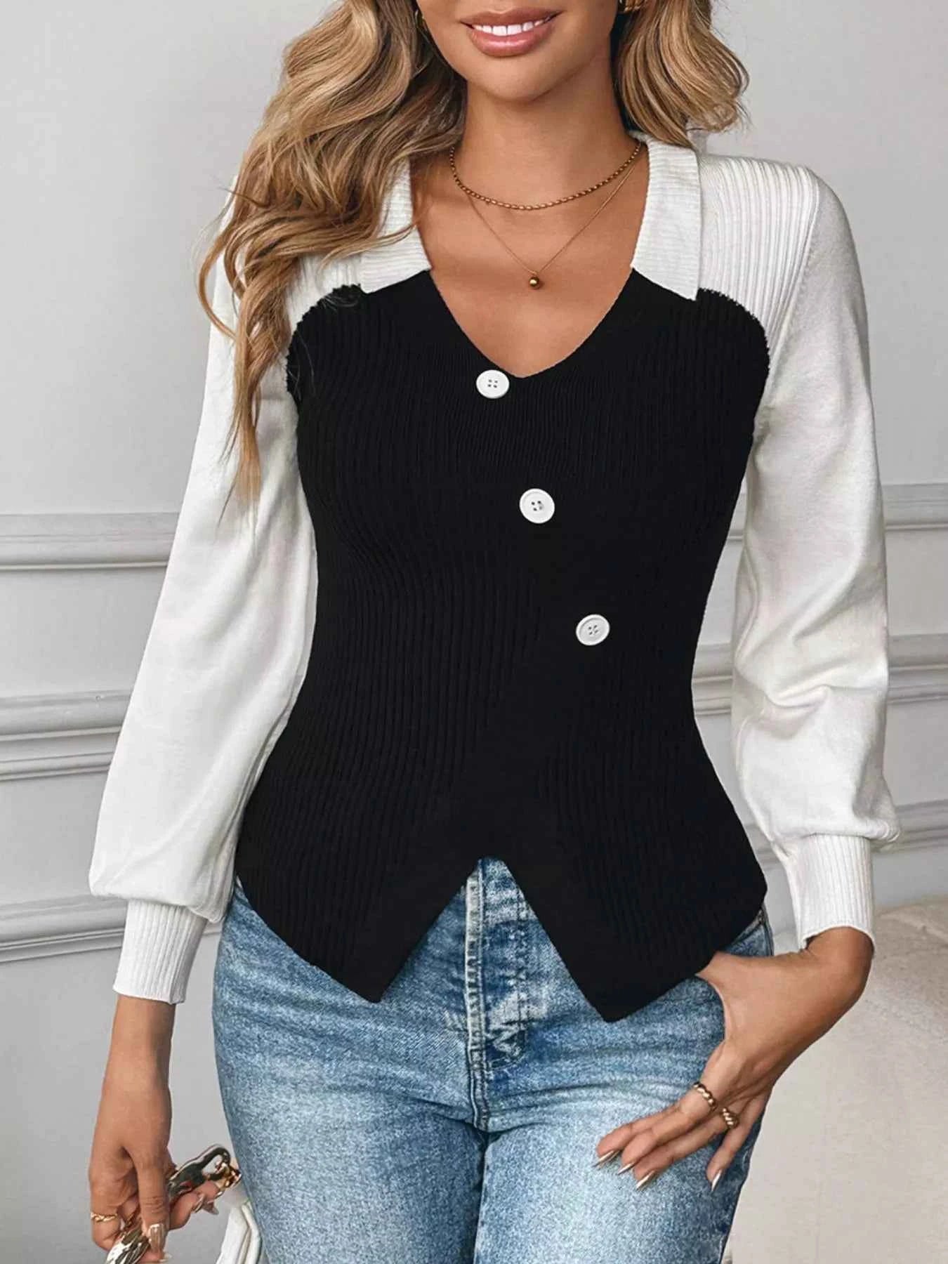 Color Block V-Neck Sweater dadd5e3b-cd84-4679-8d95-e997450567f8-Max-Origin