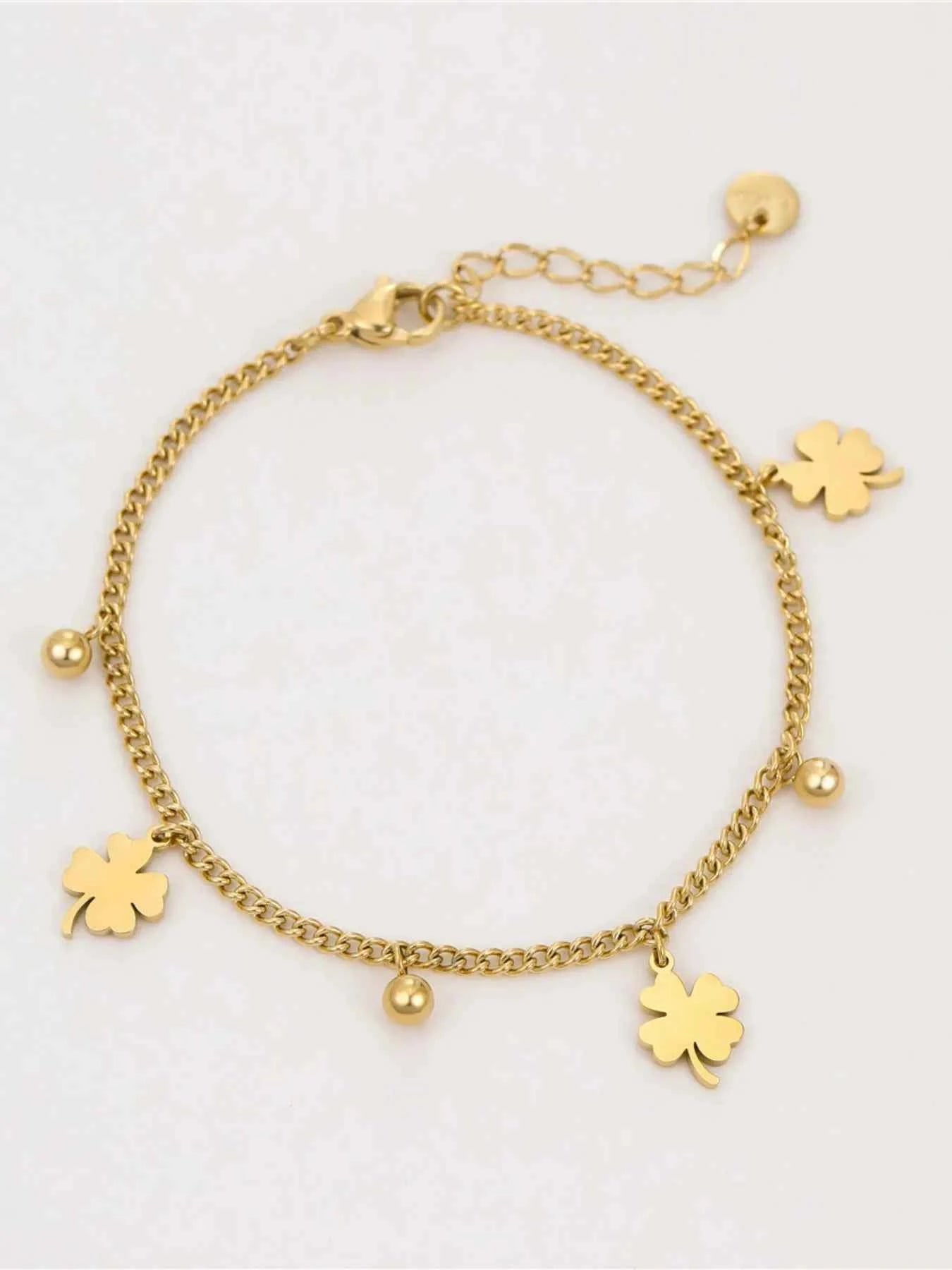 Stainless Steel Four Leaf Clover Bracelet dadf0937-01a9-461d-89e6-093fd256db30-Max-Origin