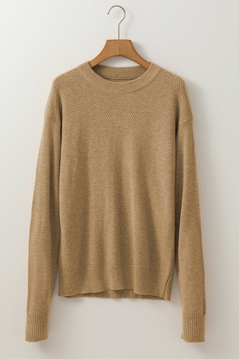 Straw Yellow Brushed Knit Casual Fitted Sweater dae08b481274364a