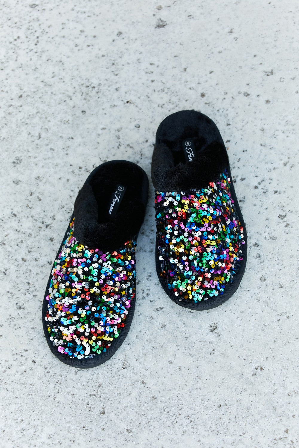 Multicolored Sequin Faux Fur Slipper dae585f5b3d1407ea723e161b73bcc64-Max