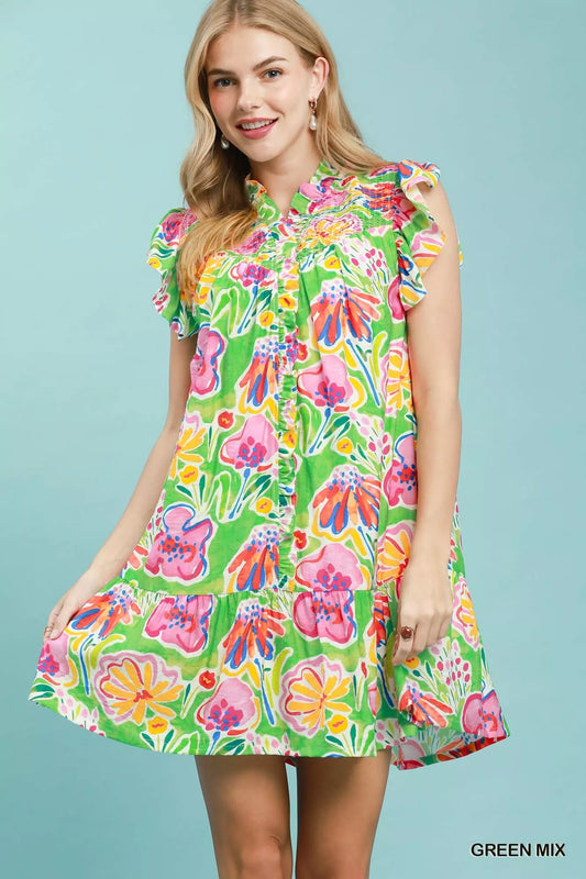Floral Ruffle Mini Dress GREEN MIX daedefae-045f-4004-ab37-5e23ae8a7d5a-Max-Origin