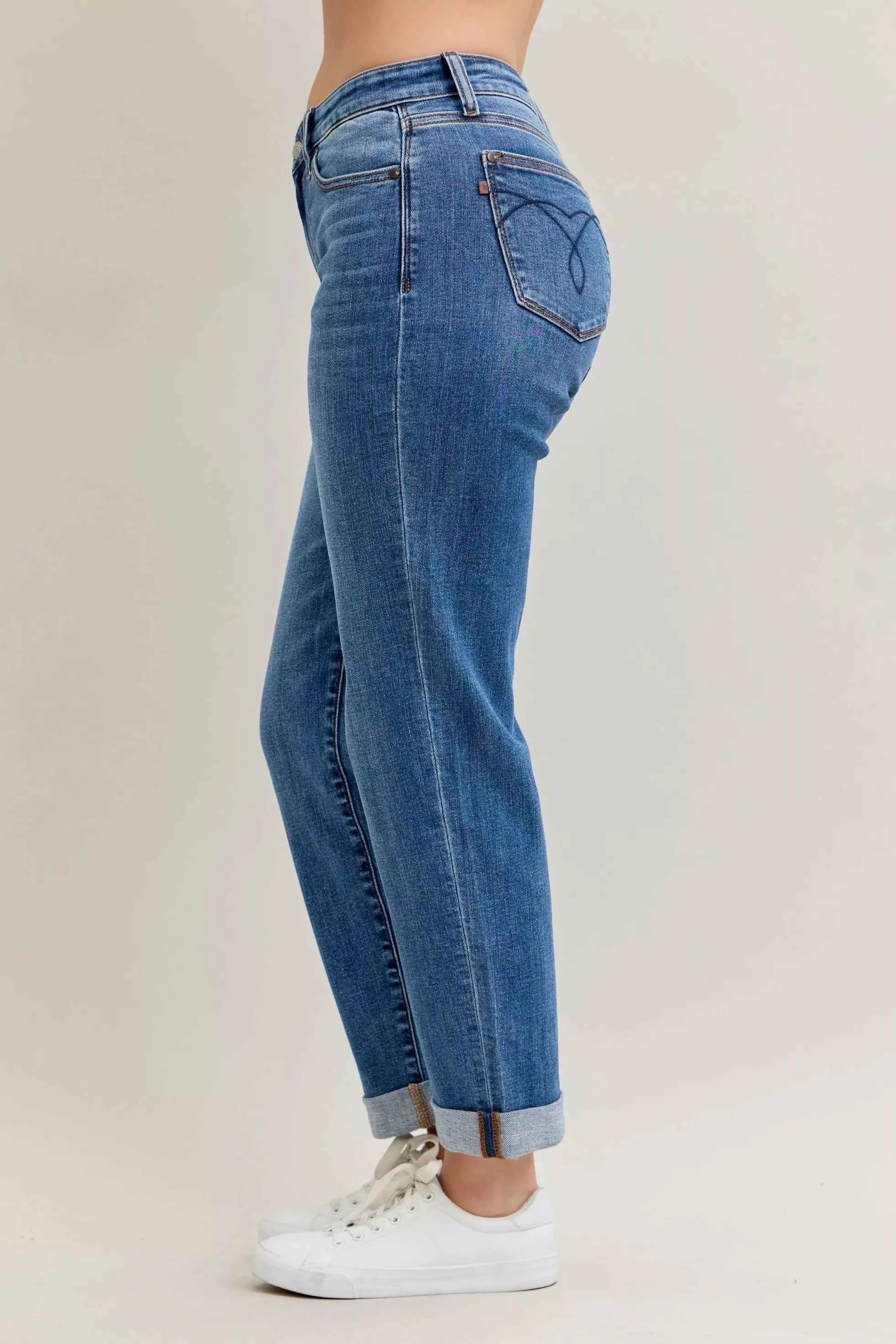 Judy Blue Full Size Mid Rise BF Classic Cuffed Jeans Plus Size daf016859bfd4166aa27fa8297d4bc90-Max-Origin