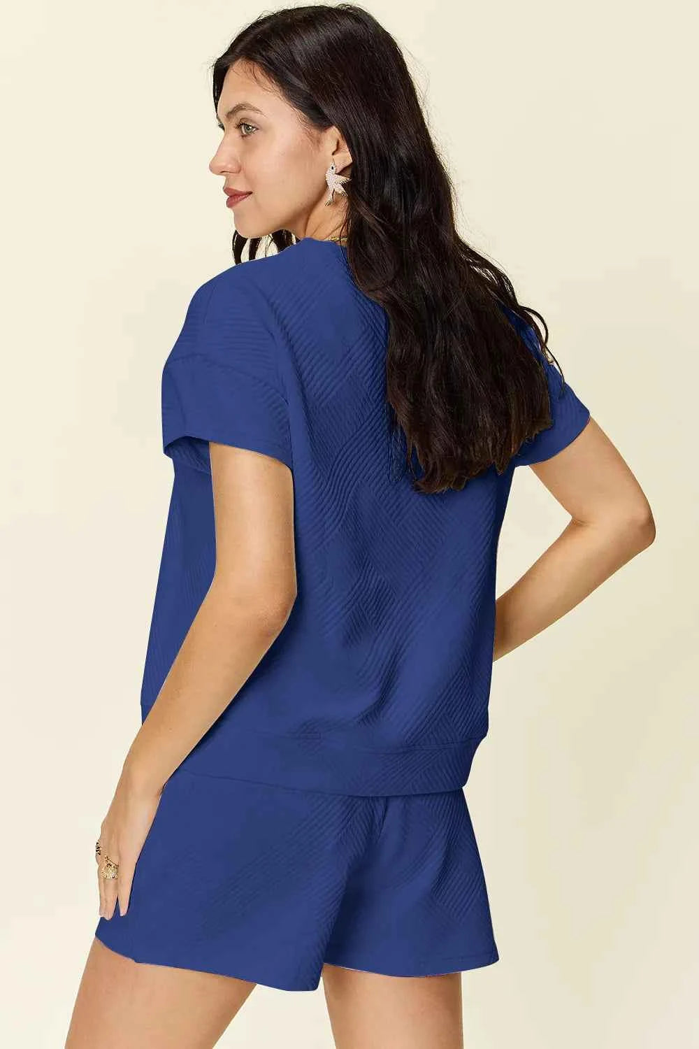 Double Take Full Size Texture Short Sleeve T-Shirt and Drawstring Shorts Set daf2eac4-fcdf-47e6-b656-61fd72ecc4e6-Max