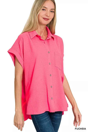 Woven Airflow Button Down Shirt FUCHSIA daff203091d24ec1a50b4ec73d597f55-Max-Origin