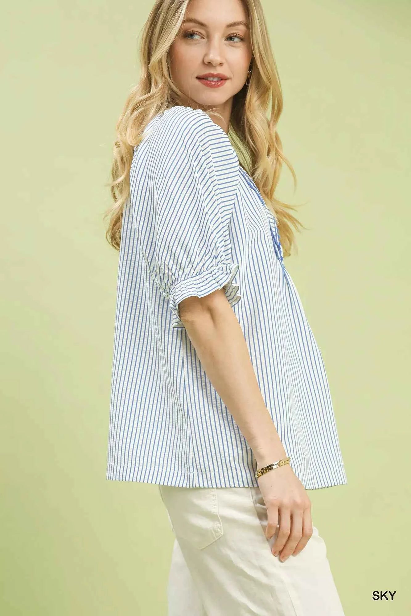 Umgee Stripe V-Neck Blouse db01138c-f0b3-4724-b56d-2e13ef0445ef-Max-Origin