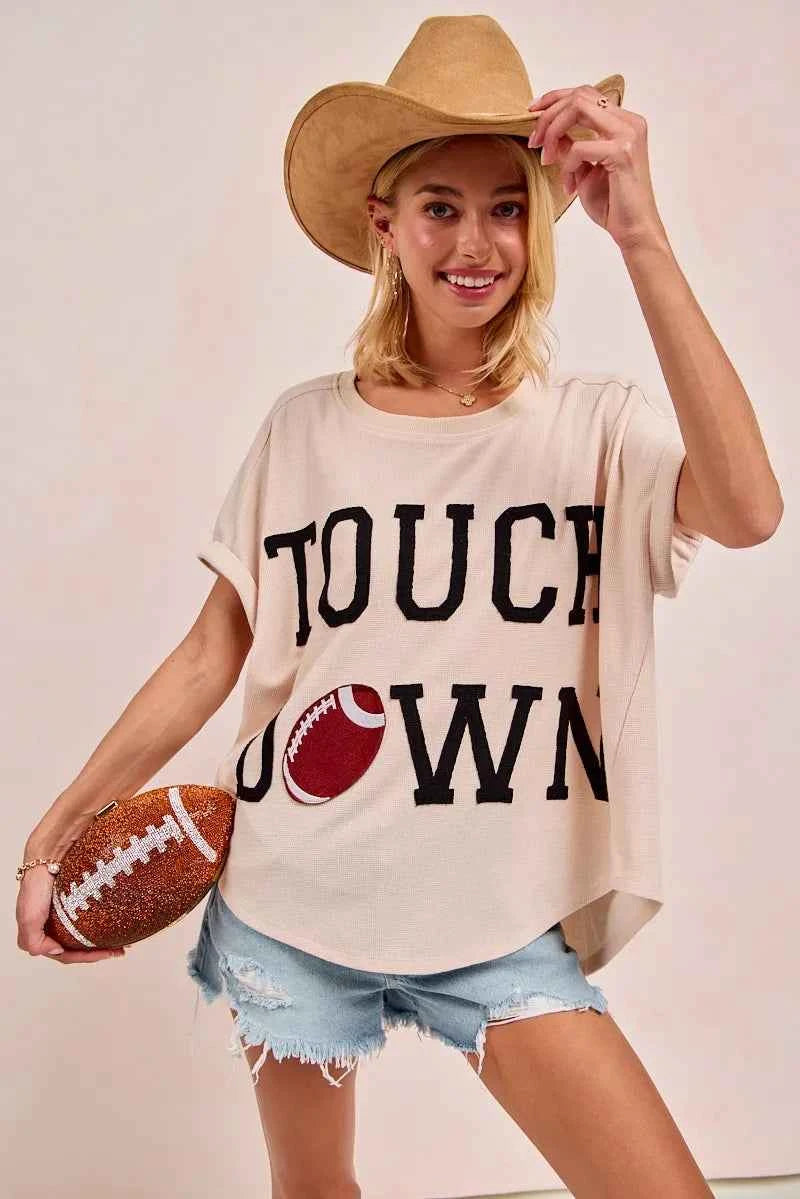 BiBi Game Day Touchdown Letter Patches Waffle Short Top db1e75663f2c41099d1fd4c22a36cd52-Max-Origin