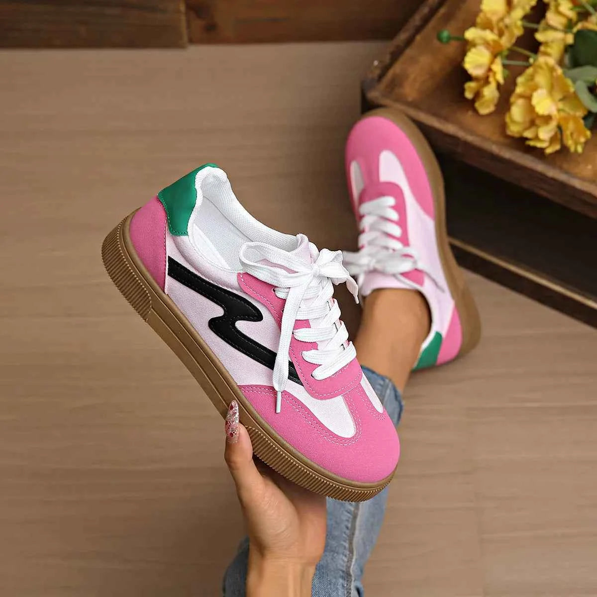 Lace Up Platform Sneakers Pink db215c9462dc4e1c820f44b34bb5b545-Max-Origin