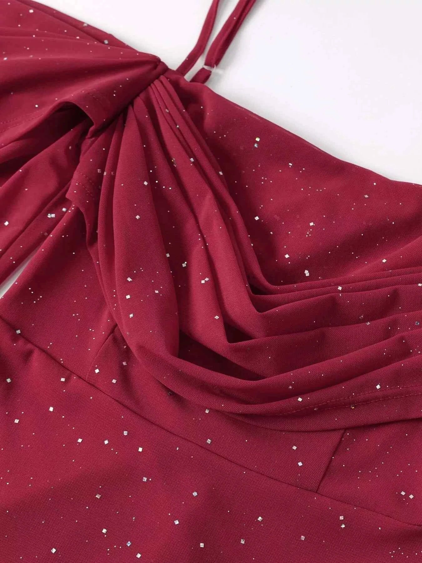 Glitter Ruched Long Sleeve Mermaid Maxi Dress db2207fa1cc643e38d6e26f33f161d2e-Max-Origin