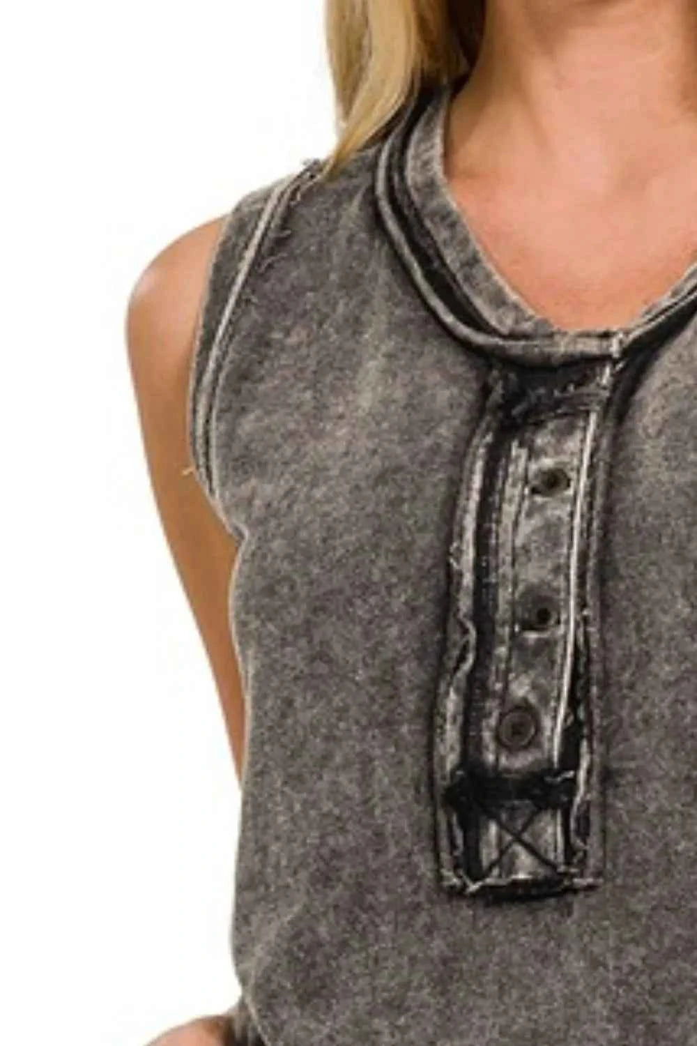 Washed Half-Button Raw Edge Sleeveless Henley Top db25123f-3912-46ca-b54a-fc2716f45d38-Max-Origin