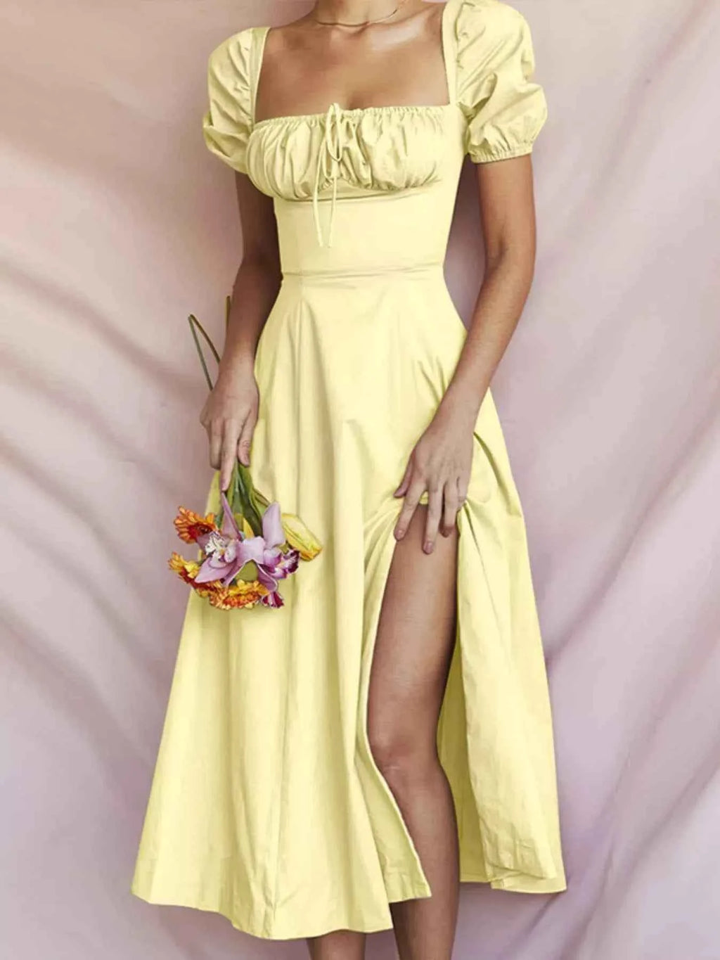 Full Size Slit Short Sleeve Midi Dress Plus Size db25ffb908684b1b8735458728bacf15-Max-Origin