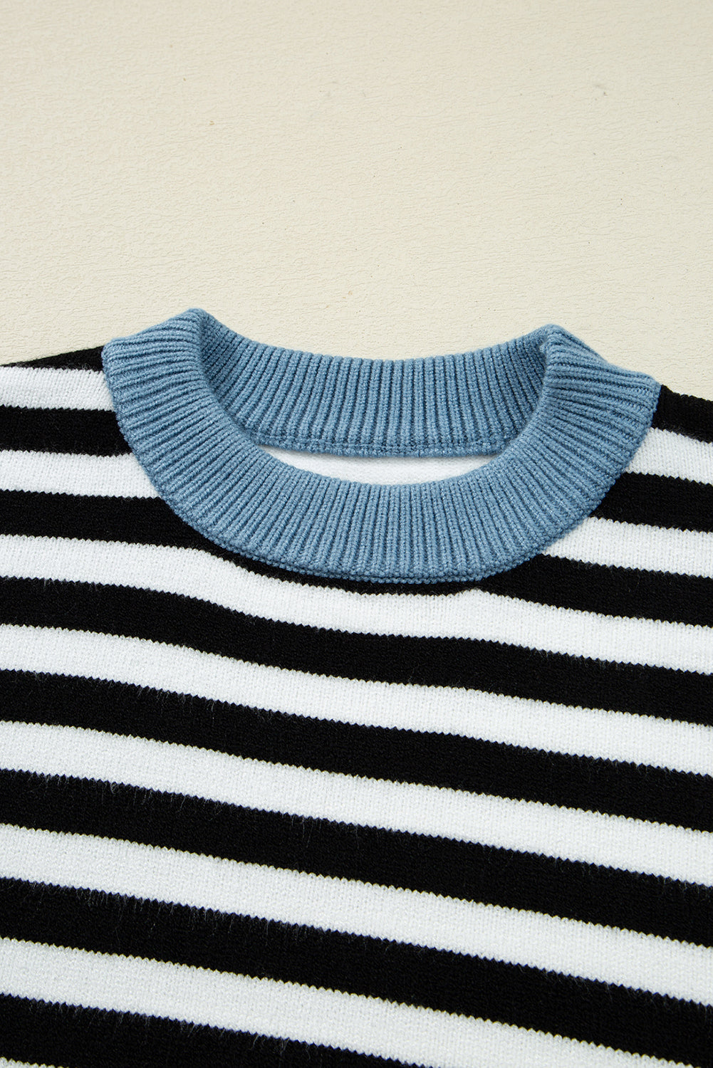 Black Striped Colorblock Patchwork Long Sleeve Sweater db26453fd8b87e10