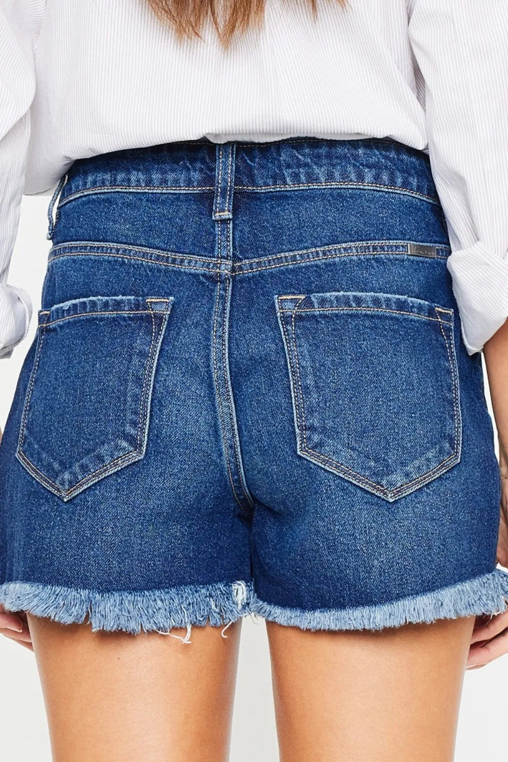 Kancan High Rise Frayed Hem Denim Shorts db2657b8-a867-4c8f-9389-ec6d4bd40c8b-Max