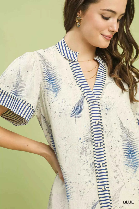 Linen Printed Button-Front Tiered Mini Dress db28832b-a6ee-4bee-8cfc-9e6be97b3caf-Max-Origin
