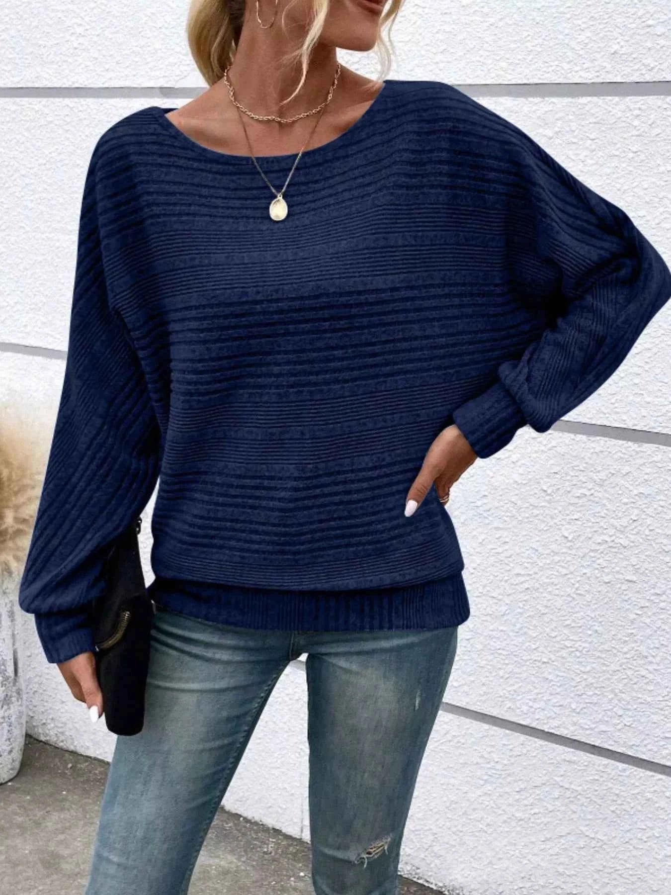 Ribbed Round Neck Long Sleeve Top db2a22f6-a7f5-423b-8c25-0c618ea2388b-Max-Origin