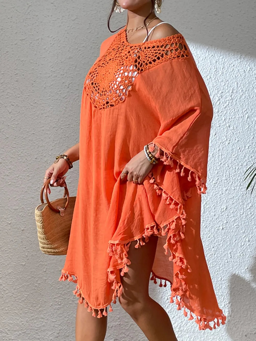 Tassel Cutout Scoop Neck Cover-Up Dress db30e442-abf1-4977-9713-ad8bd30f117c-Max