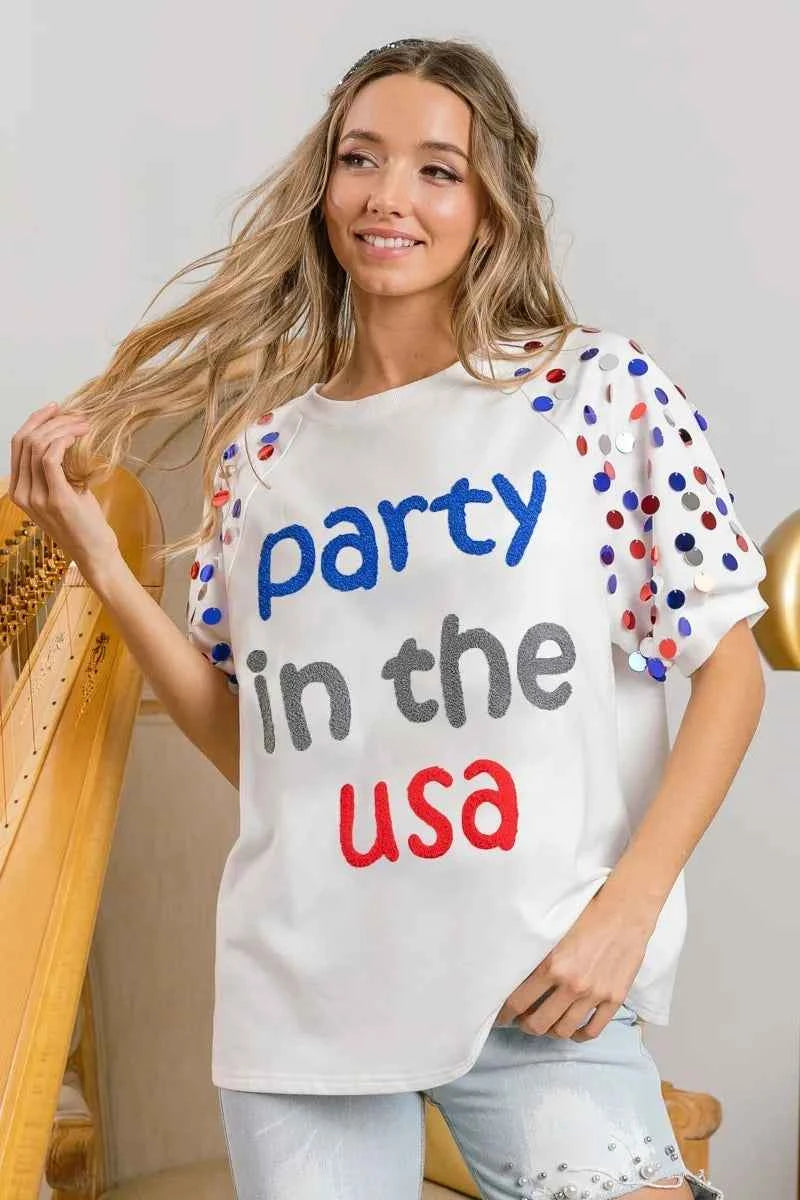 BiBi Party In The Usa Spangle Puff Sleeves Top db3cccedd0bc4b90bb23179946c75d15-Max-Origin