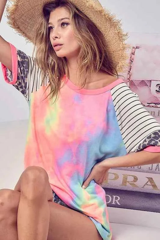 Tie Dye French Terry Top With Stripe Raglan db3d3203332740fda168659b4d7606e3-Max-Origin