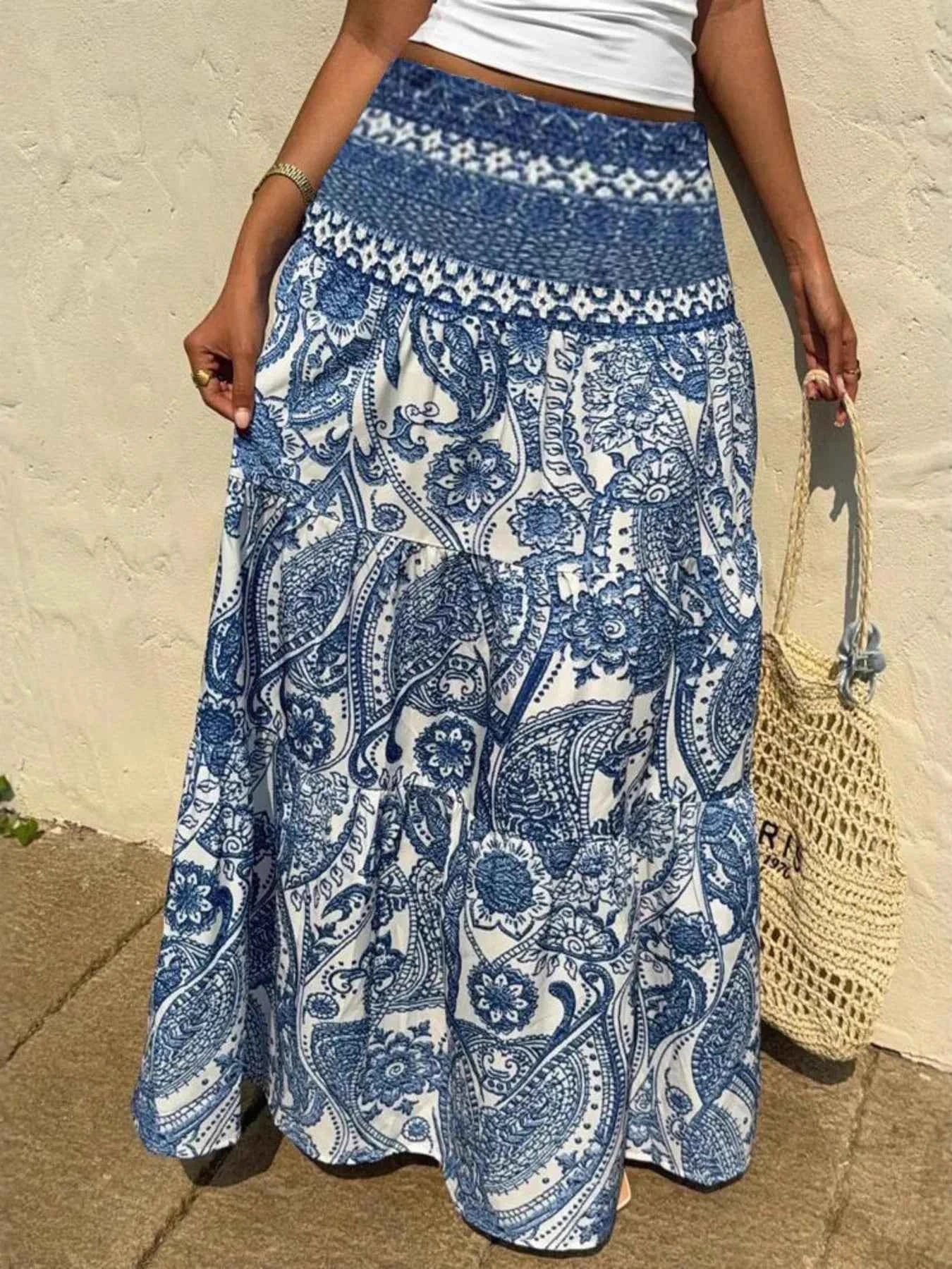 Printed Tiered Maxi Skirt db3eaddb58bc4c59856898f473f079a2-Max-Origin