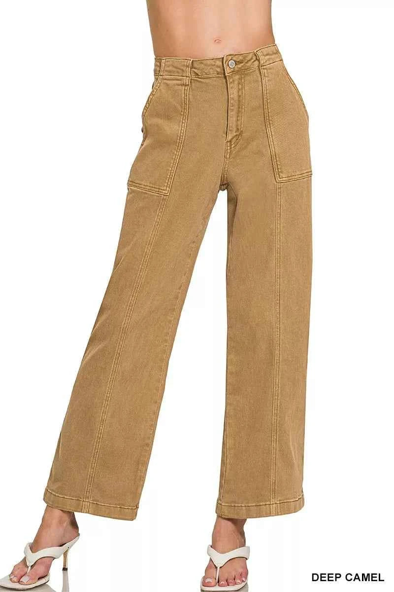 Zenana Straight Leg Utility Pocket Jeans DEEP CAMEL db4960b70f7e4d0bac431f27a9d75979-Max-Origin