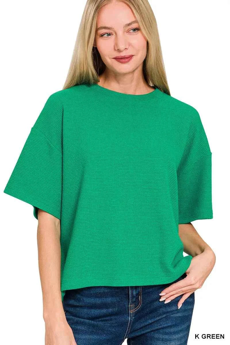 Zenana Full Size Double Knit Side Slits Hi Low Short Sleeve Top Plus Size K GREEN db50cfd8272d4cc5a193d4df7bcf8b61-Max-Origin