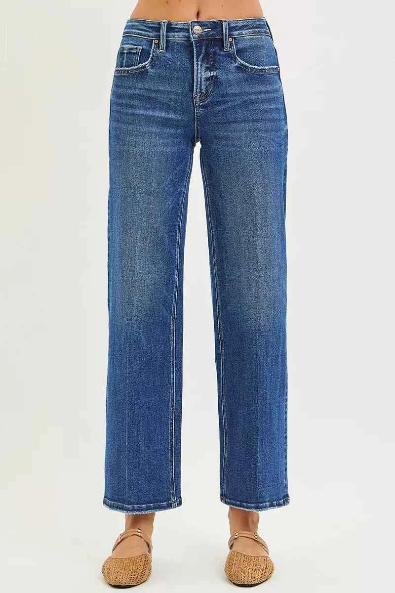 RISEN Tummy Control High Rise Ankle Straight Jeans with Crease Line db5df3678bee4c92bd4e0e5e5fcac87d-Max-Origin