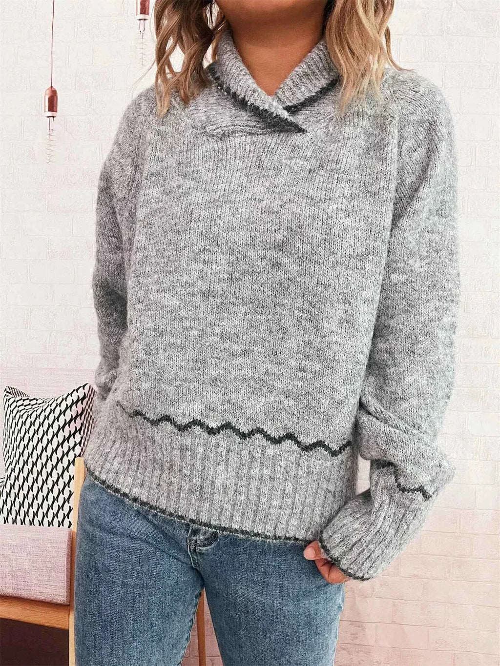 Ribbed Contrast Trim Long Sleeve Sweater db61d5e9b4bc4e9ab826ea4580374a92-Max-Origin