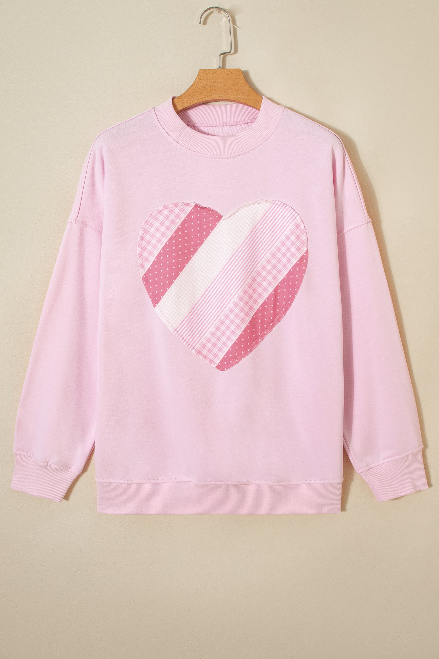 Light Pink Sweetheart Patchwork Oversize Sweatshirt db701751b268b58f