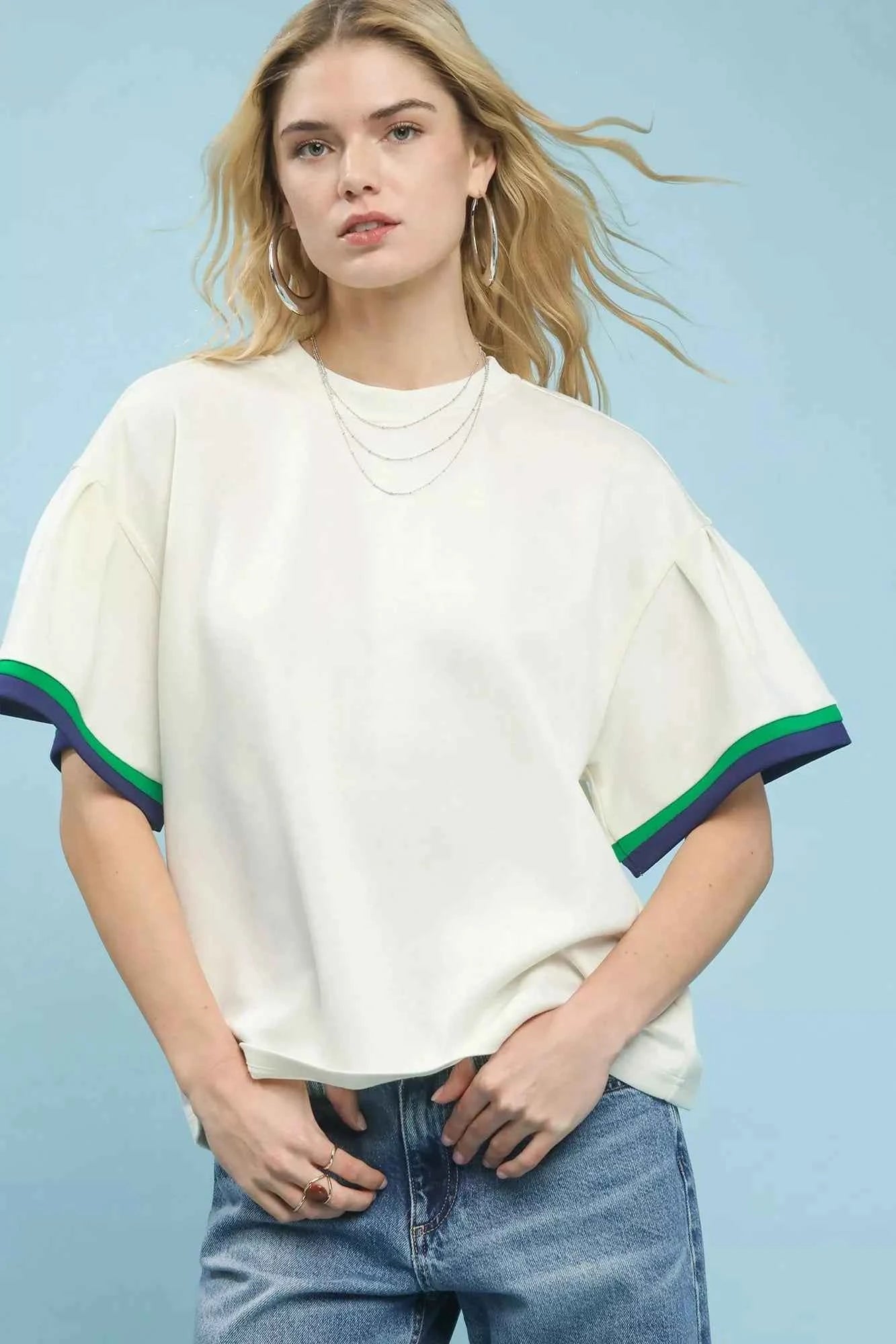 Umgee Contrast Trim Bell Sleeve Top ECRU db72eee2-03d7-4d85-8932-d380480c0efc-Max-Origin