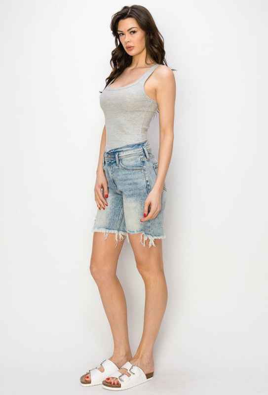 AT1037BML High Rise Bermuda Tulip Waistband Shorts db742d4f-f275-4d96-99bc-89de2194ba92