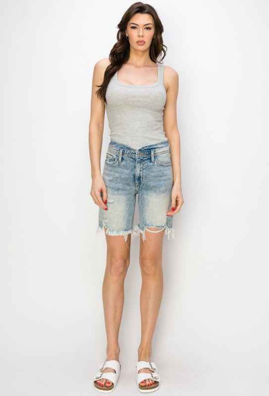 AT1037BML High Rise Bermuda Tulip Waistband Shorts db797373-8029-4b82-8c87-8c7ed4fa2ca7