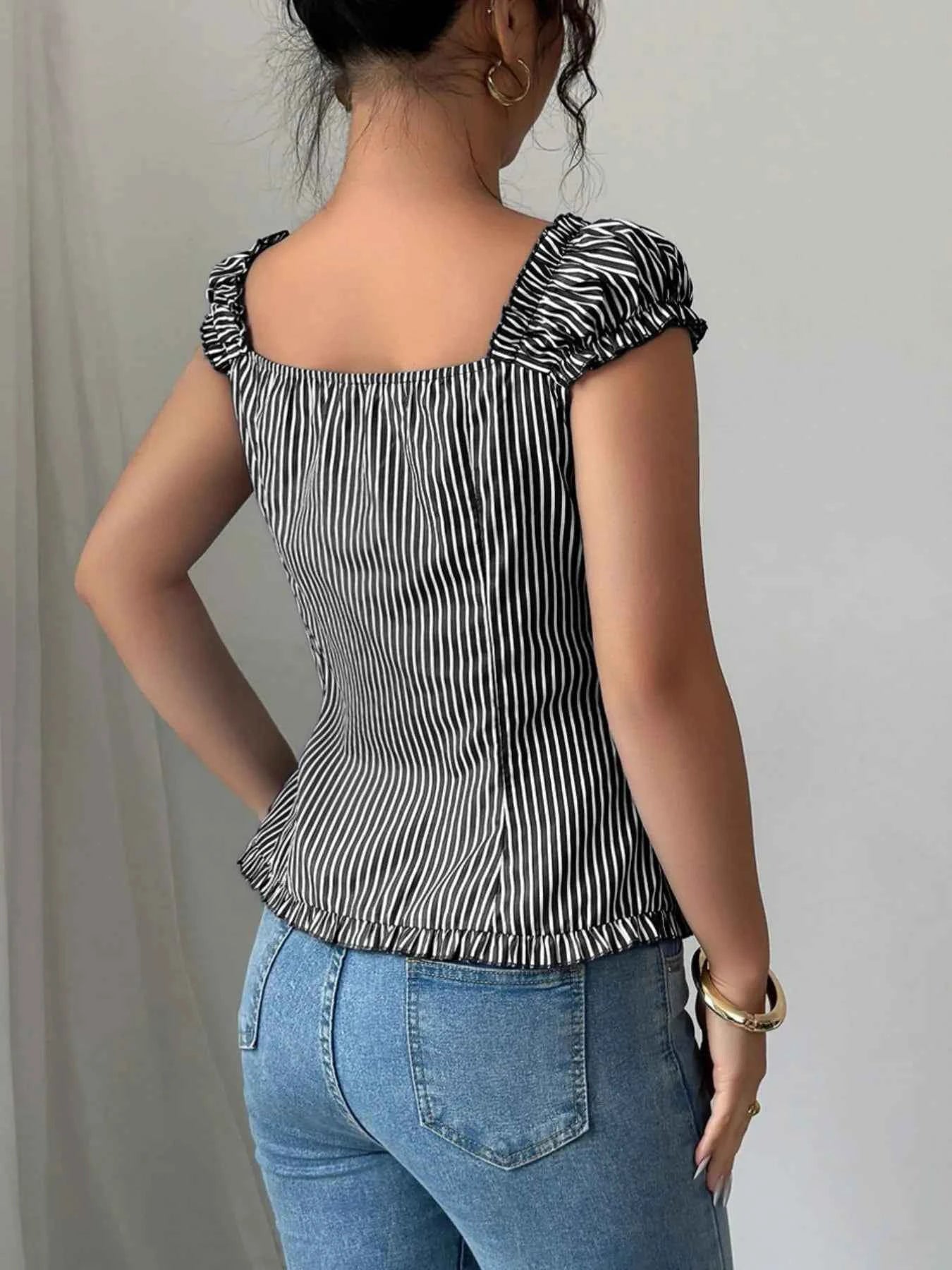 Striped Cap Sleeve Shirt db7b4ab2-fc78-4790-817b-1d2aef03332f-Max-Origin