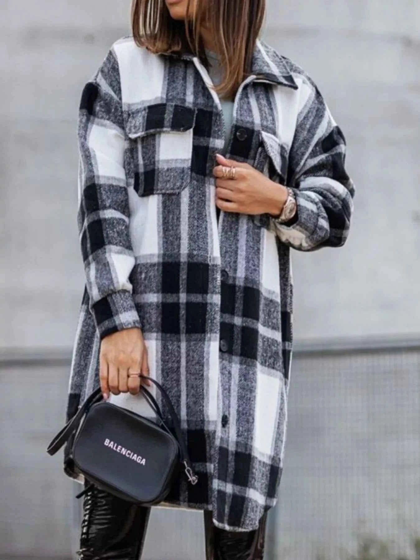 Button Down Collared Neck Plaid Flannel Shacket db813c59-f02e-426c-b521-f295f843fb24-Max-Origin