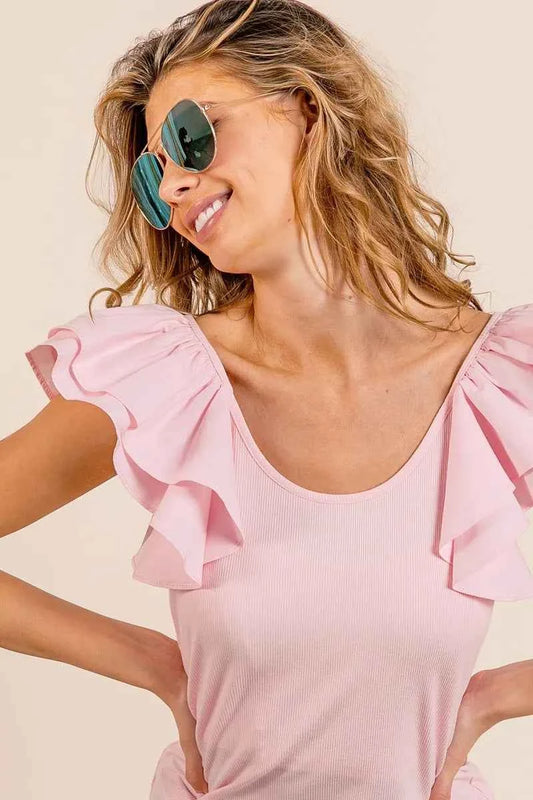 Wide Layered Ruffle Sleeve Scoop Neck Ribbed Top db95cb8f7d804f298d8f463844f5fe51-Max-Origin