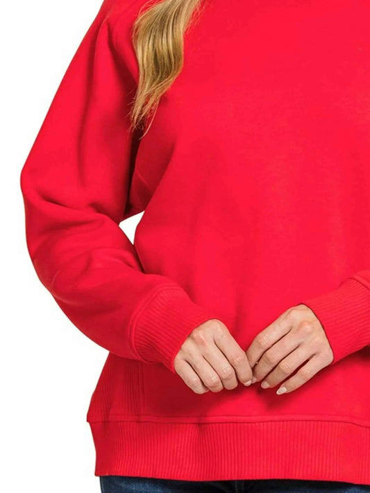 Fleece Round Neck Ribbed Side Raglan Sweatshirt db9b895d-ca24-43af-913d-7a1f3af58fa0-Max-Origin