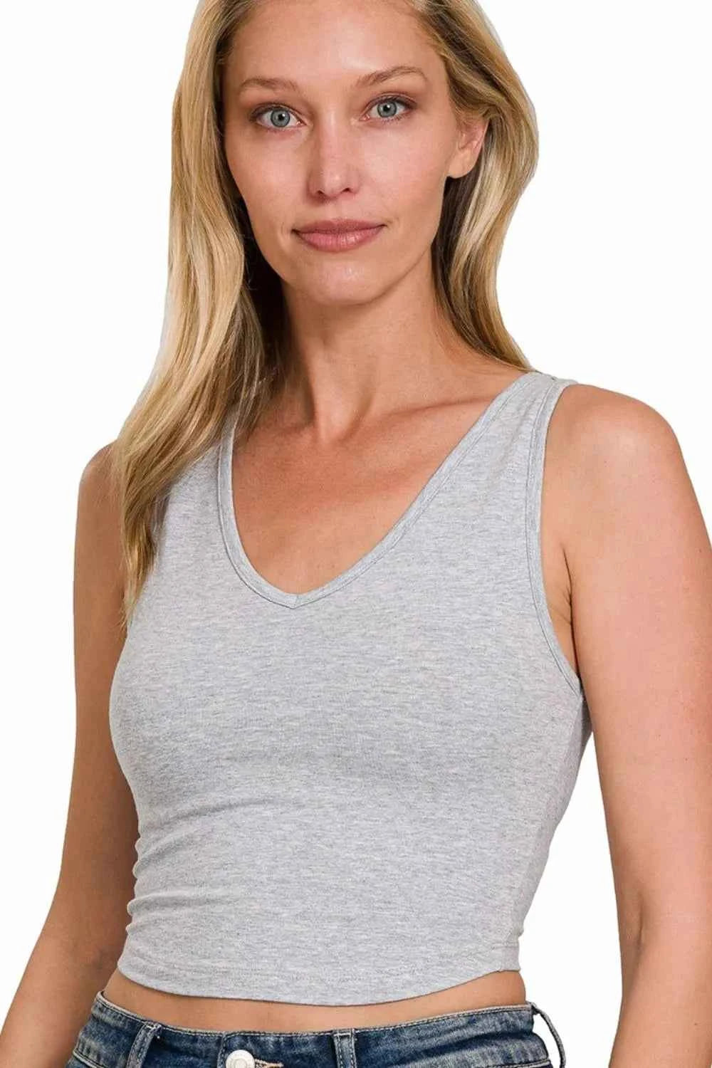 Zenana Cotton V-neck Cropped Cami Top H GREY db9c7042-72c0-4a16-88ec-0e832bcfdd58-Max-Origin