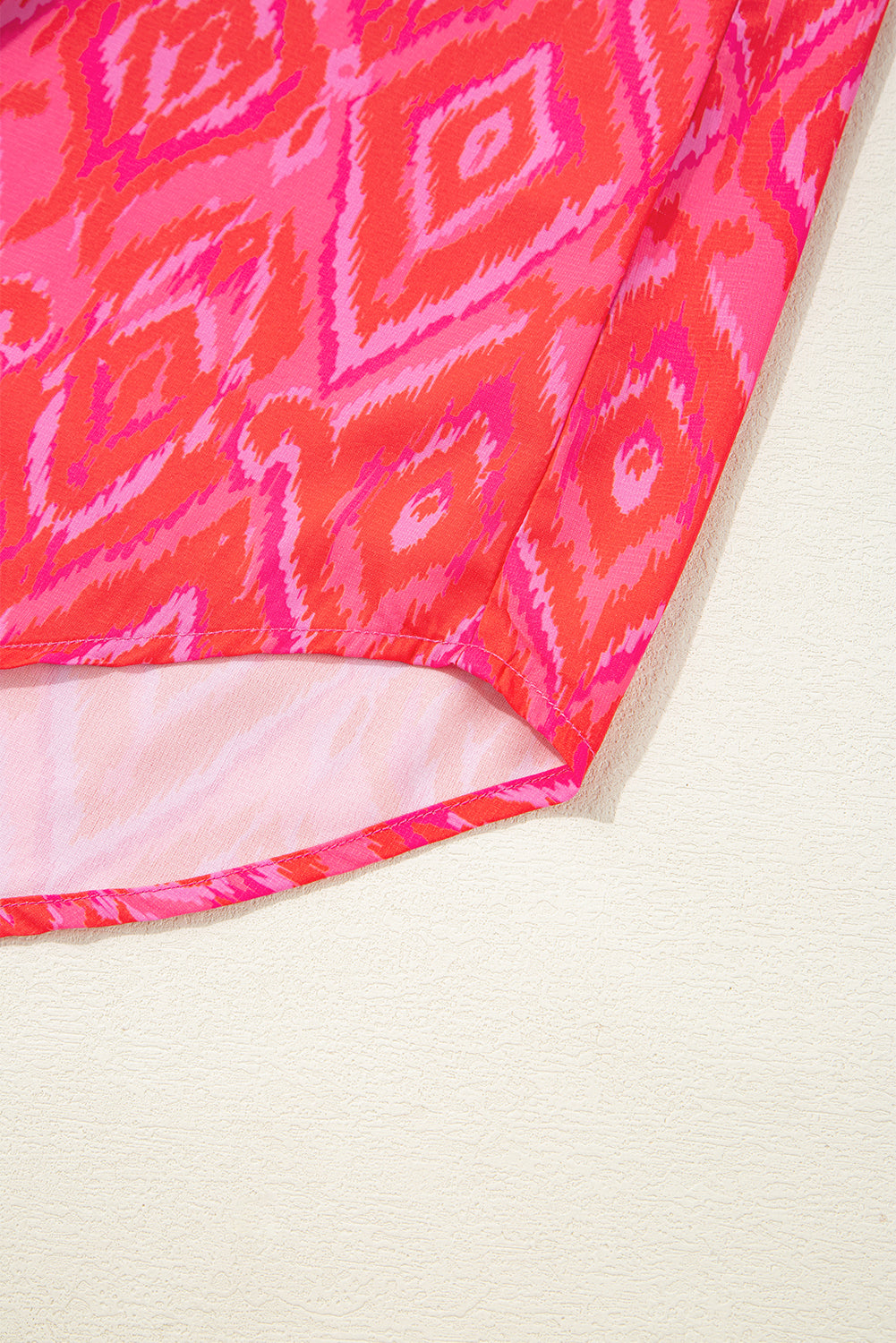 Strawberry Pink Abstract Print Puff Sleeve Shirt db9efaba61a82306
