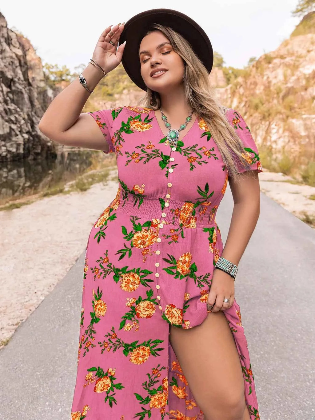 Plus Size Floral V-Neck Short Sleeve Maxi Dress dba053a3-92d6-41f6-81c4-de9846a7d4df-Max-Origin