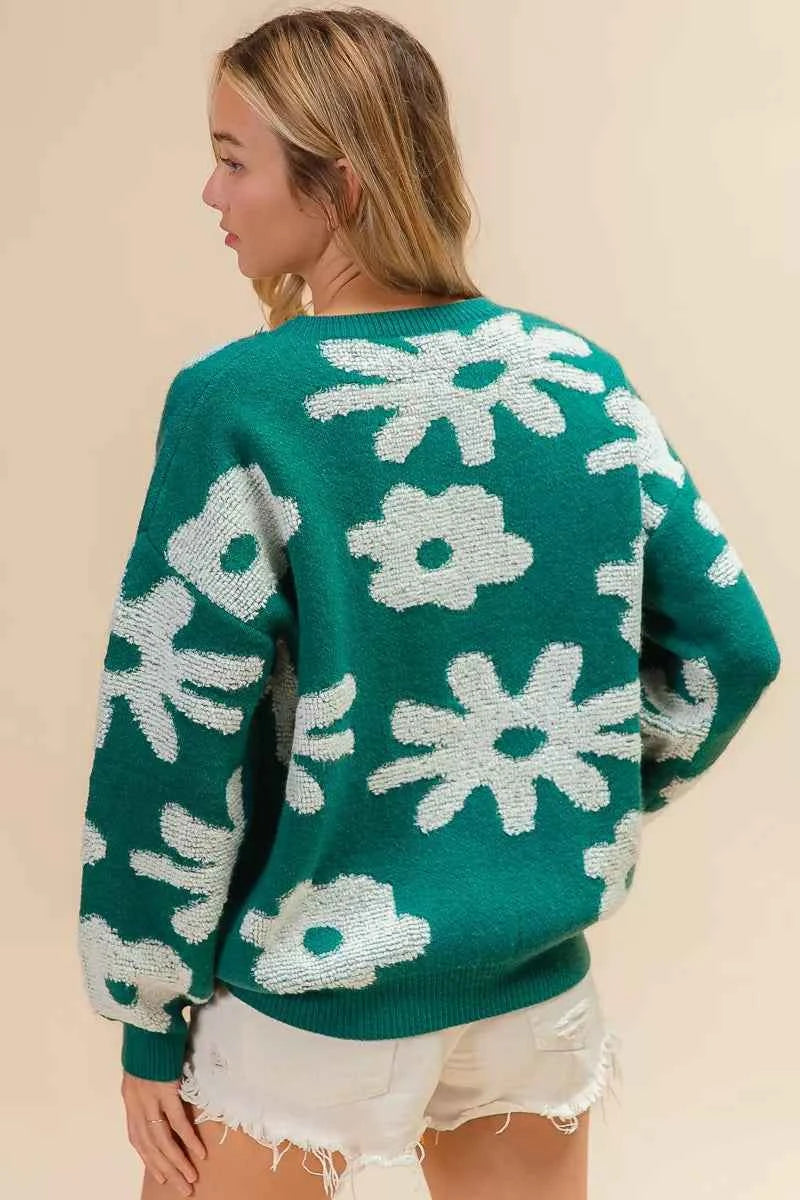 BiBi Flower Pattern Long Sleeves Sweater Top dbad1721-dbe1-4895-998f-01709ff2b76e-Max-Origin
